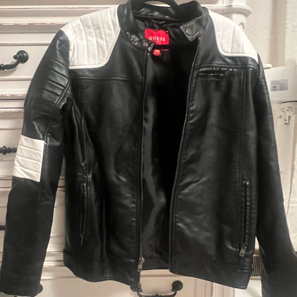 GUESS Black and White Bomber Jacket